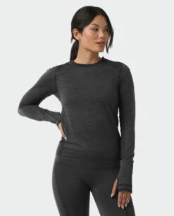 STIO Women's Basis Seamless Tech Crew -Stio Activewear W Full Range Seamless Crew Boundary Black Heather 1 10ae1fda 30cd 4498 ba27 f1886d906a11