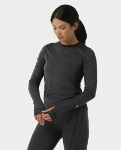 STIO Women's Basis Seamless Tech Crew -Stio Activewear W Full Range Seamless Crew Boundary Black Heather 2 393d7304 2517 47eb 8430 ebc1c557635f
