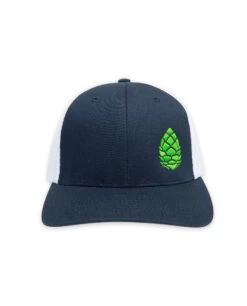 STIO Whitebark Pinecone Trucker -Stio Activewear Whitebark Pinecone Trucker Hat Navy White Front New